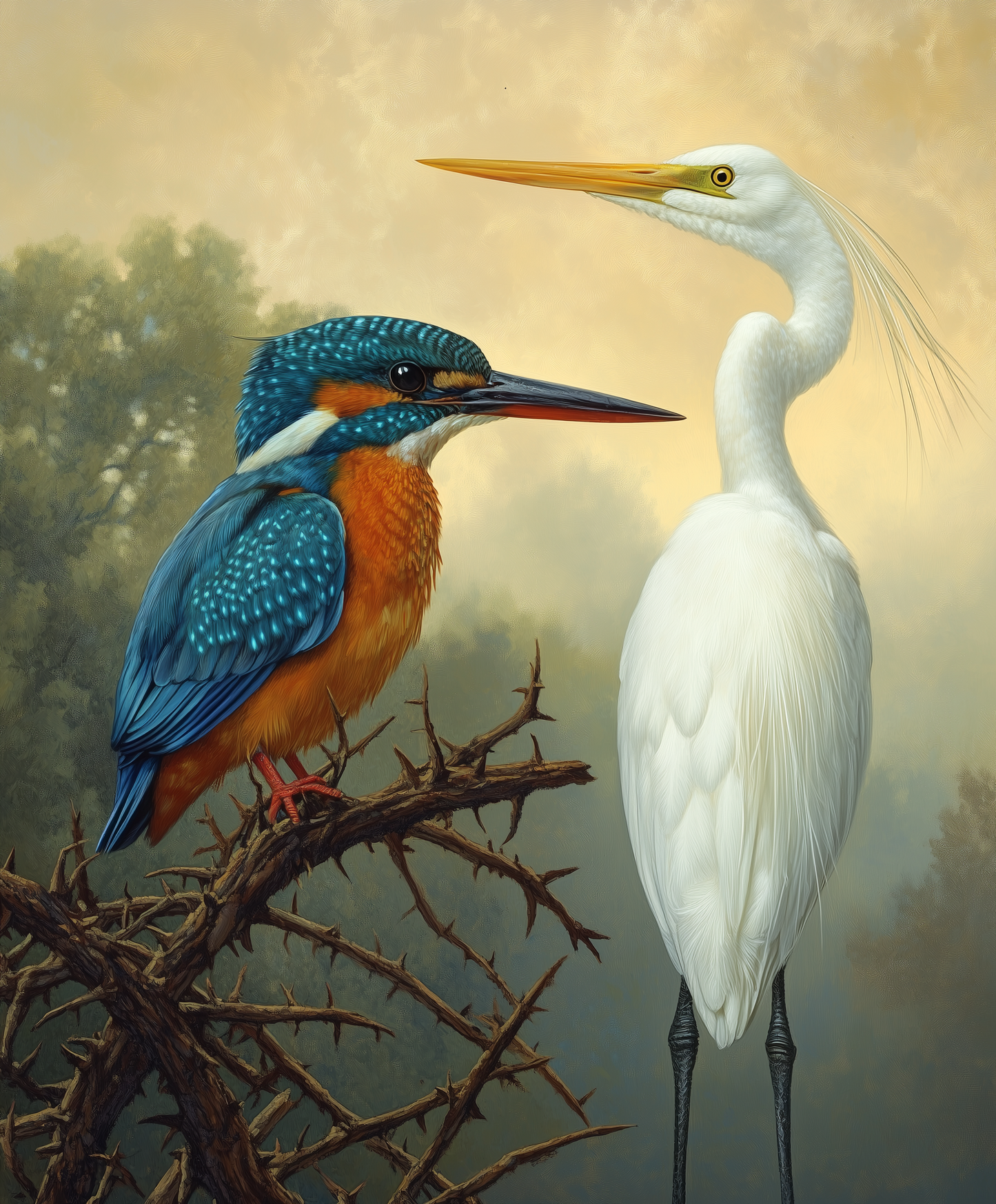Πίνακας Kingfisher and Egret