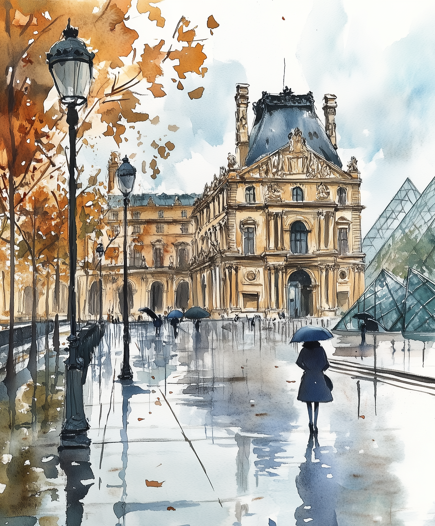 Πίνακας A Rainy Day at the Louvre