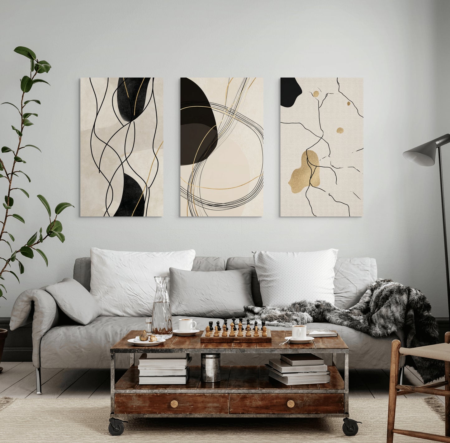 Σετ Τρίπτυχος Πίνακας Synthetic Nature